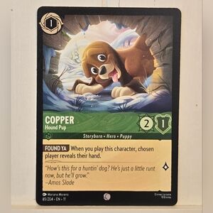 Disney Lorcana TCG COPPER Hound Pup 85/204 Winterspell Chapter 11 Card.